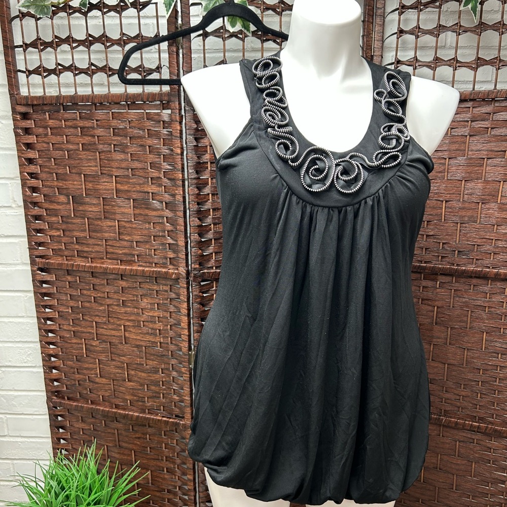 Caren Sport Black Zipper collar sleeveless blouse